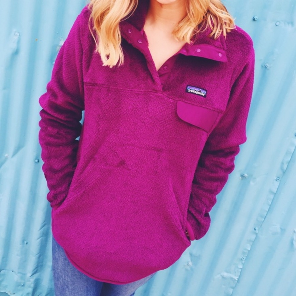 Patagonia Purple Fleece Snap Pullover